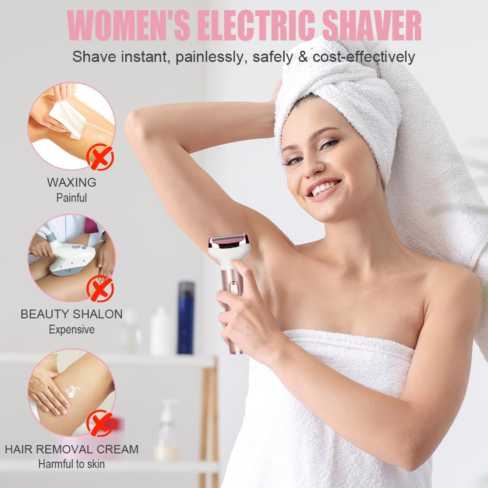 ACWOO Rasoir Électrique Femme, 4 En 1 Rasoir Indolore Rechargeable, Tondeuse Indolore, Rasoir Femme Sans Fil, Épilateur Électrique, Pour Visage, Bras, Jambes, Aisselles, Bikini