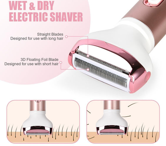 ACWOO Rasoir Électrique Femme, 4 En 1 Rasoir Indolore Rechargeable, Tondeuse Indolore, Rasoir Femme Sans Fil, Épilateur Électrique, Pour Visage, Bras, Jambes, Aisselles, Bikini